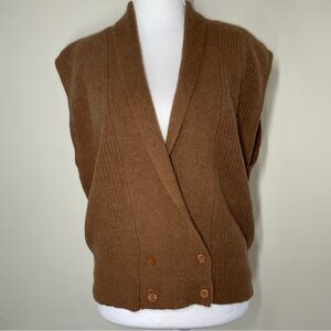 JH Collectibles Brown V-Neck Sweater Vest lambswool size M